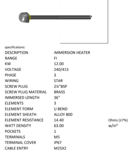 1236 industrial immersion heater