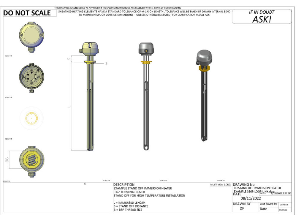 High Temperature Stood Off Immersion Heaters. Immersion Heaters UK