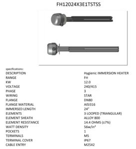 DN Hygenic Immersion Heater