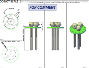 3 screwed heaters on a flange side