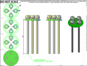 4 screwed heaters on a flange side